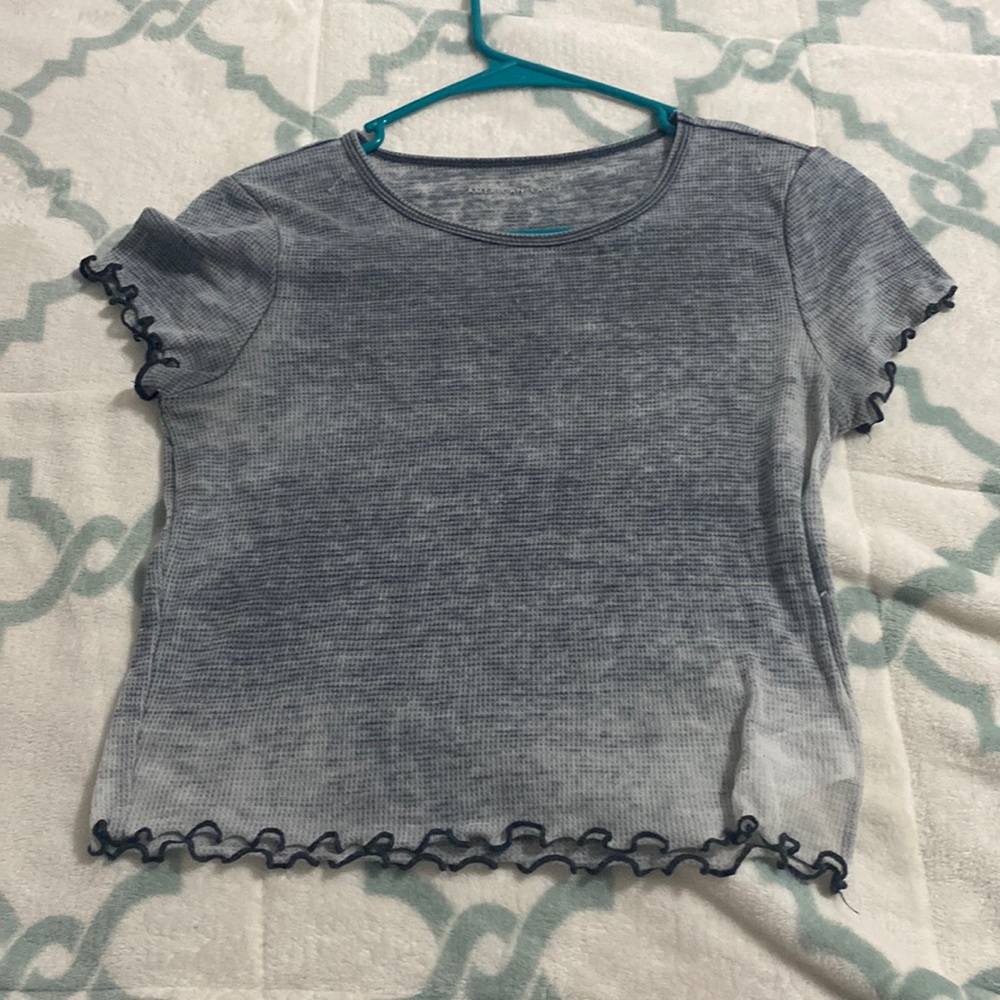 acid washed grey american eagle top